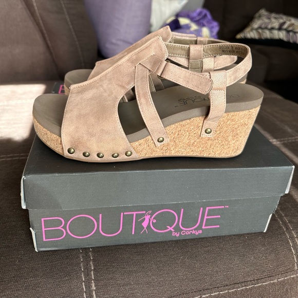 Corkys Shoes Corkys Seltzer Metallic Wedges Poshmark